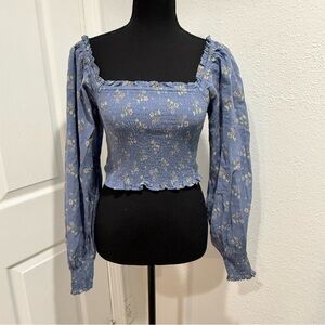 Aerie Lavender Floral Smocked Top